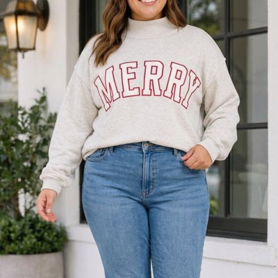 Jada Letter Print Mock PLUS Sweatshirt