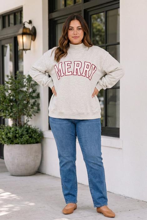 Jada Letter Print Mock PLUS Sweatshirt