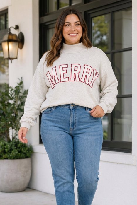 Jada Letter Print Mock PLUS Sweatshirt