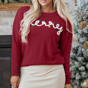Racing Red Large Jade Christmas Drop Shoulder Sweater