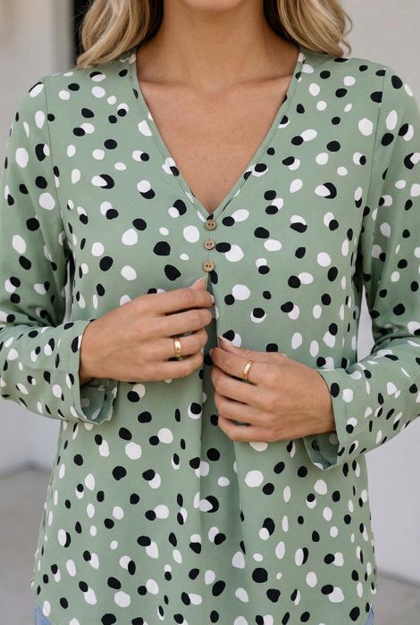 Jade Print Front Blouse