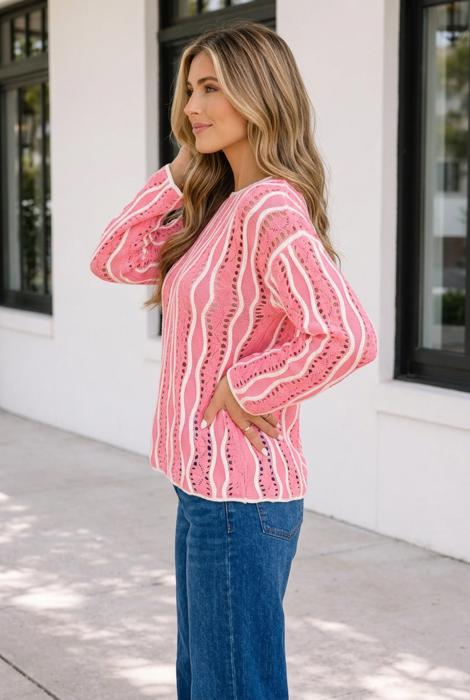 Jaida Cotton Pullover Sweater Long Sleeve Top