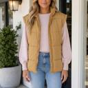 Khaki Medium Jaine Collar Zip Winter Vest