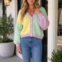Yellow Large Jaliyah Regular Wash Knitwear Cardigan