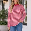 Red Stripe Large Jamee Long Sleeve Top Long Sleeve Top