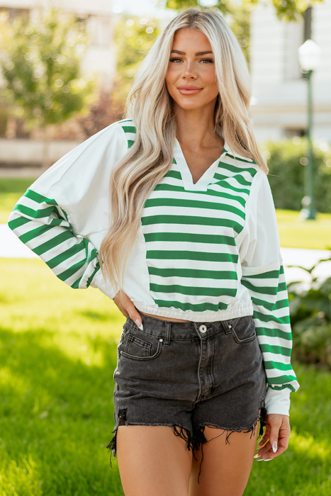 Janelle Collared Cropped Knit Pullover