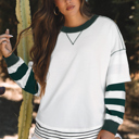 White Stripe Large Janiyah Fake 2 Piece Sweatshirt
