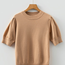 Light French Beige Large Jasmine Short Puff Sleeve Sweater