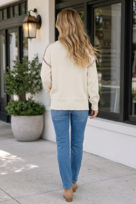 Jazmine Letter Print Pullover Sweater