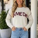 Beige Small Jazmine Letter Print Pullover Sweater