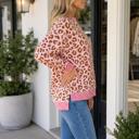  Jenny Dot Colorblock Trim Long Sleeve Top