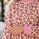  Jenny Dot Colorblock Trim Long Sleeve Top