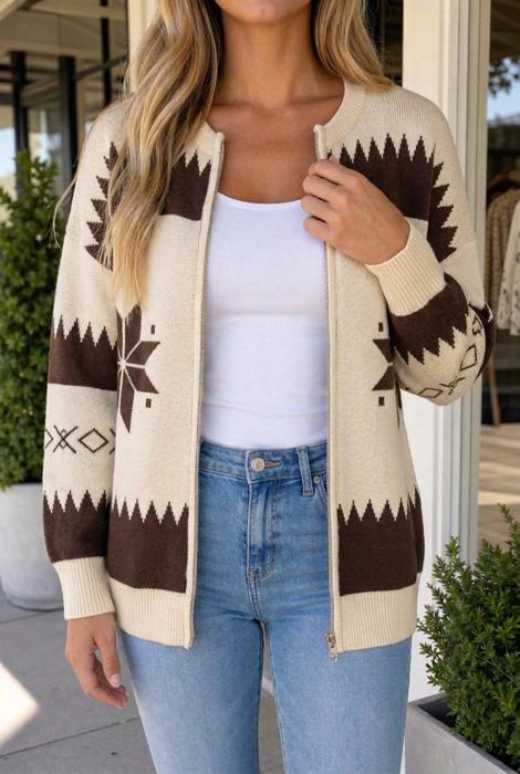 Jenny Zip Front Loose Sweater