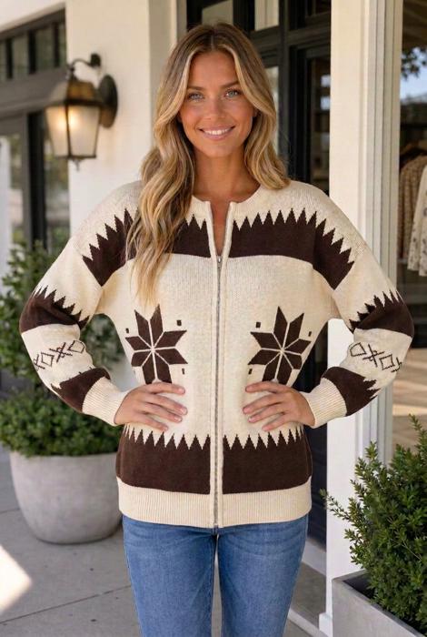 Jenny Zip Front Loose Sweater