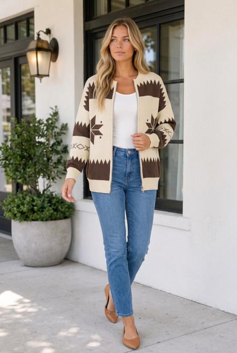 Jenny Zip Front Loose Sweater