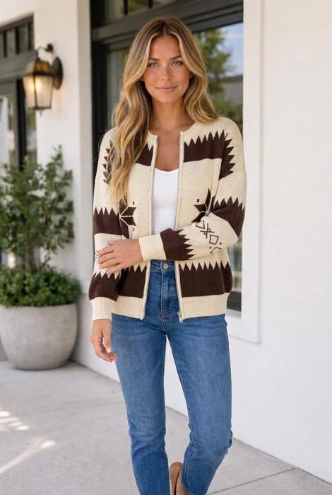 Jenny Zip Front Loose Sweater