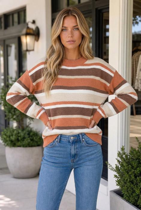 Jessicah Shoulder Loose Pullover Sweater