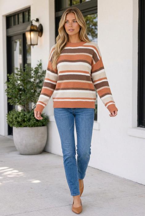 Jessicah Shoulder Loose Pullover Sweater