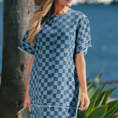 Jessie Hem Checkered Mini Dress