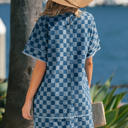  Jessie Hem Checkered Mini Dress