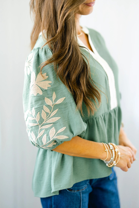 Joanna Puff Sleeve Babydoll Blouse