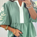 Smoke Green XL Joanna Puff Sleeve Babydoll Blouse