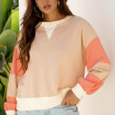 Beige XL Jolene Block Textured Patchwork Pullover