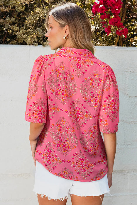 Josephine Floral Wide Short Sleeve Loose Top