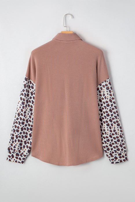 Journee Leopard Ribbed Casual Shacket