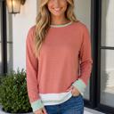  Joy Detail Raw Seam Long Sleeve Top