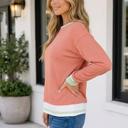  Joy Detail Raw Seam Long Sleeve Top