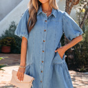 Beau Blue Small Joy Ruffle Hem Patchwork Dress