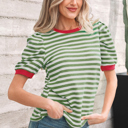  Joy Sleeve Contrast Trim Tee