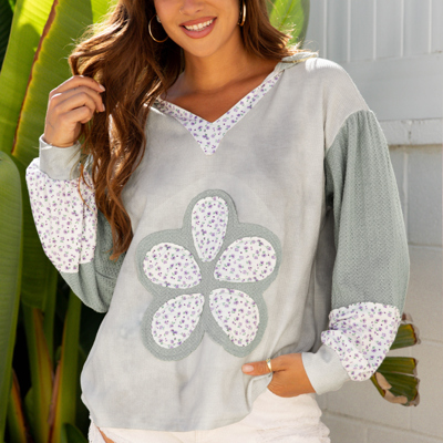 Jream Colorblock Casual Hooded Top