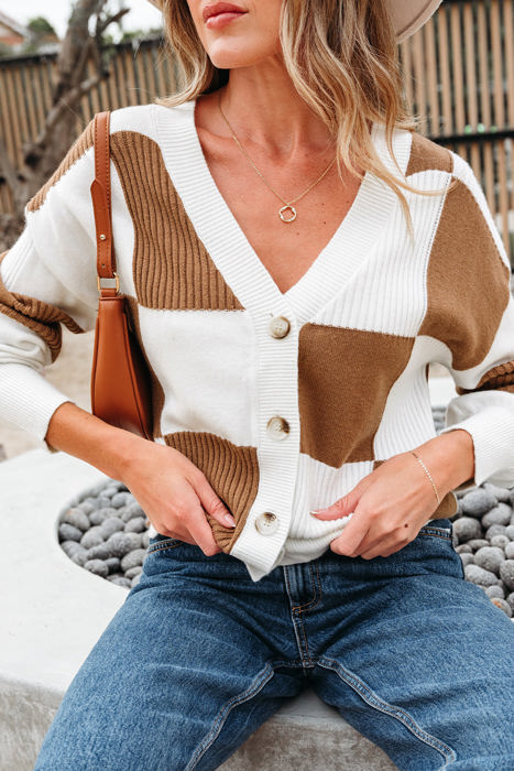 Julia Checkered Button Sweater Cardigan