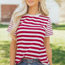  June Stripe Patchwork T Shirt