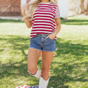  June Stripe Patchwork T Shirt