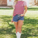  June Stripe Patchwork T Shirt