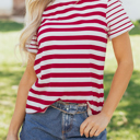  June Stripe Patchwork T Shirt