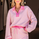 Pink Stripe Small Juniper Stripe Collared Pullover and Skort Outfit