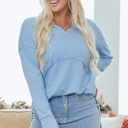  Kahlani Terry Raw Hem Long Sleeve Top