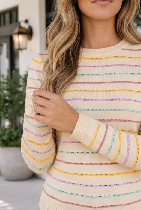 Kai Colorful Stripes Knit Sweater