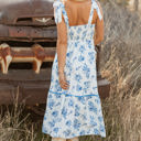  Kai Floral Shirred Knot Shoulder Sleeveless Long Dress