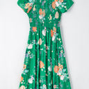  Kailany Floral Bubble Sleeve Smocked Tiered Midi Dress