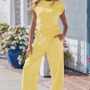 Yellow Cream Large Kaitlyn Color Cropped Top Set
