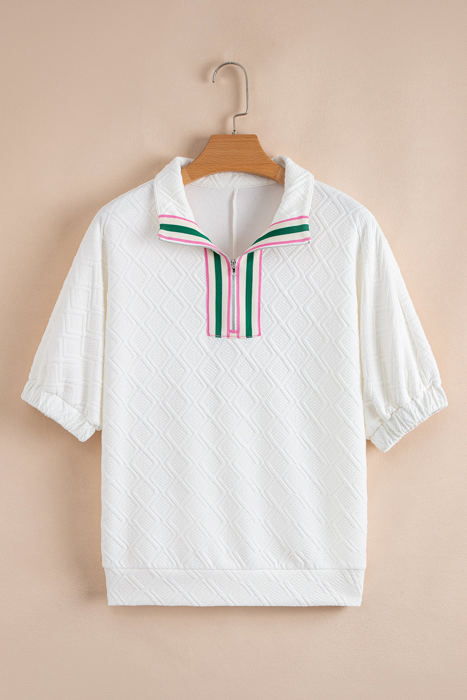 Kami Striped Collar Textured Blouse