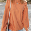 Orange-3 Medium Kamryn Ribbed Corduroy Oversized Sweatshirt