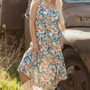  Kara Floral Tie Waist Sleeveless Holiday Long Dress