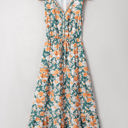  Kara Floral Tie Waist Sleeveless Holiday Long Dress