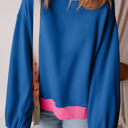Blue Large Karilia Colorblock Bubble Sleeve Sweatshirt